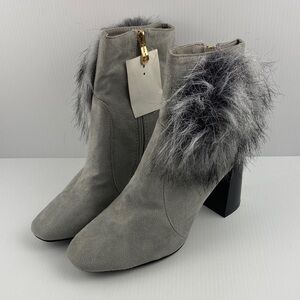 Gray Faux Fur Ankle Boots Bernice by Cape Robbin
